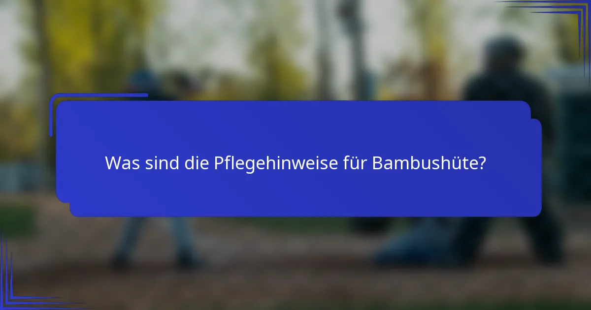 Was sind die Pflegehinweise für Bambushüte?