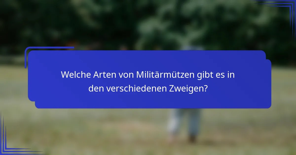 Welche Arten von Militärmützen gibt es in den verschiedenen Zweigen?