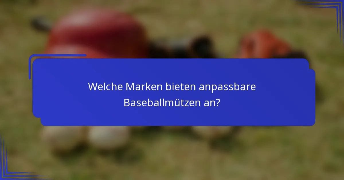Welche Marken bieten anpassbare Baseballmützen an?
