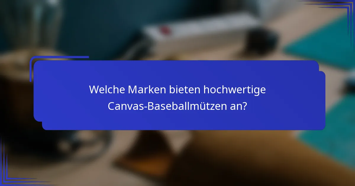 Welche Marken bieten hochwertige Canvas-Baseballmützen an?